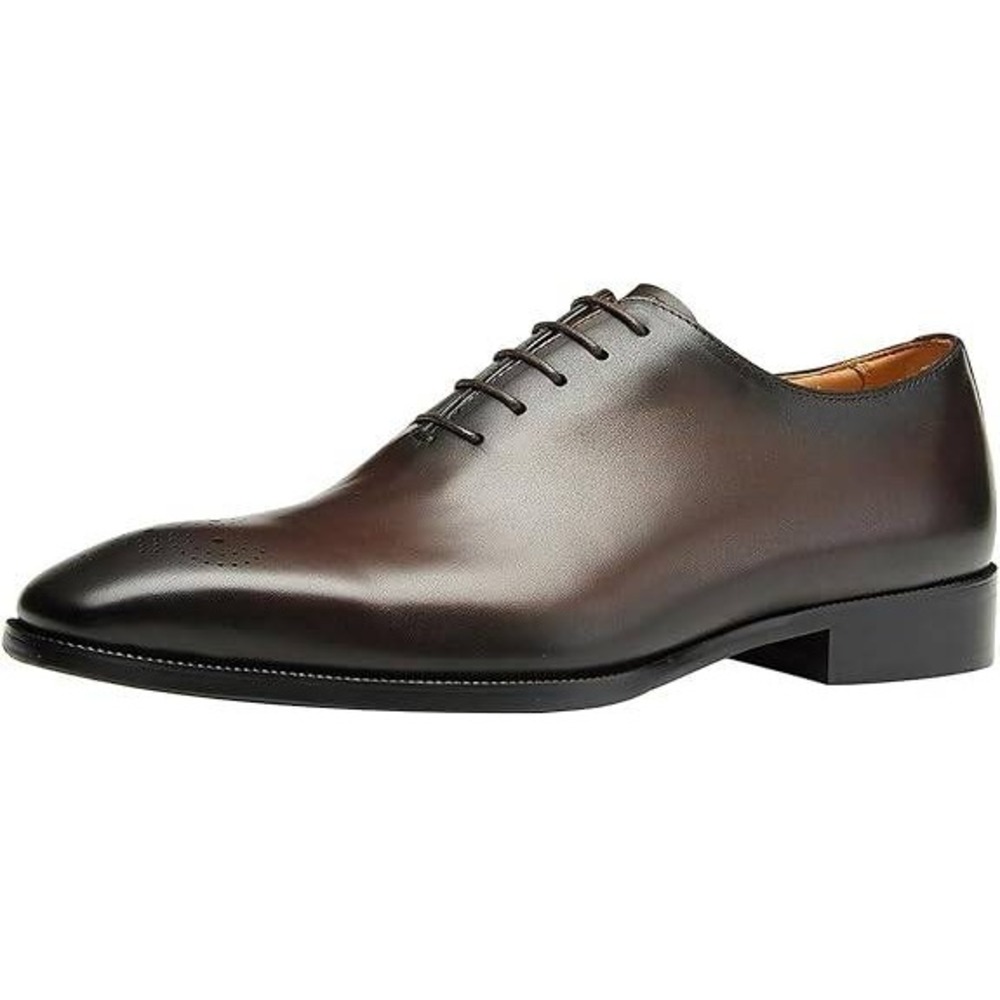 Santimon Men's US 8.5 Brown Leather Lace Up Oxford Formal Lined Formal Shoes‎